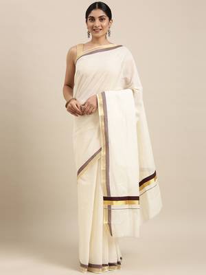 white pure cotton woven saree with blouse 1