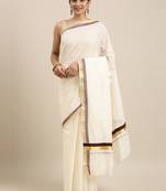 white pure cotton woven saree with blouse