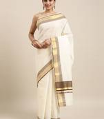 white pure cotton woven saree with blouse