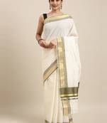white pure cotton woven saree with blouse