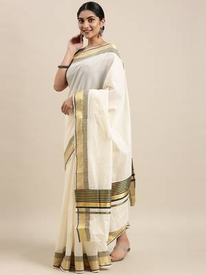 white pure cotton woven saree with blouse 2