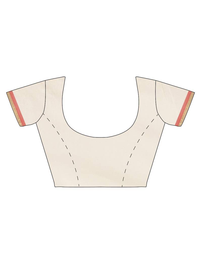 white pure cotton woven saree with blouse