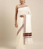 white pure cotton woven saree with blouse