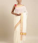 white pure cotton woven saree with blouse