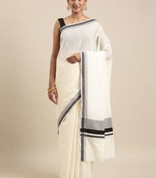 white pure cotton woven saree with blouse