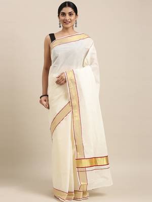 white pure cotton woven saree with blouse 1