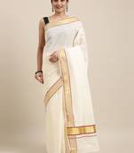 white pure cotton woven saree with blouse