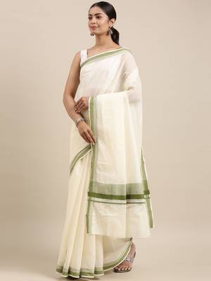 white pure cotton woven saree with blouse 1