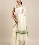 white pure cotton woven saree with blouse