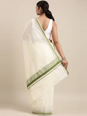 white pure cotton woven saree with blouse 2