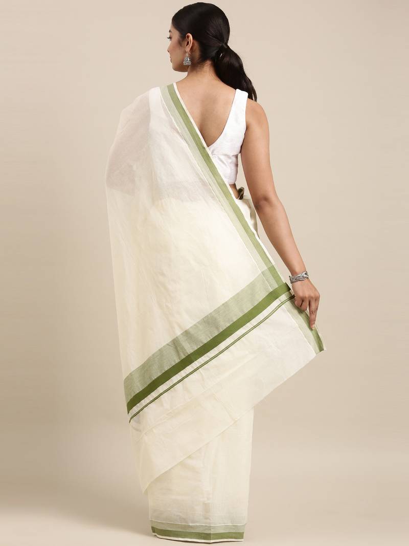 white pure cotton woven saree with blouse