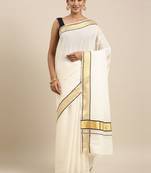 white pure cotton woven saree with blouse