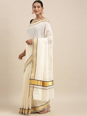 white pure cotton woven saree with blouse 2