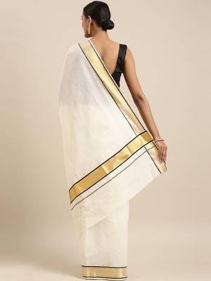 white pure cotton woven saree with blouse 3