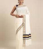 white pure cotton woven saree with blouse