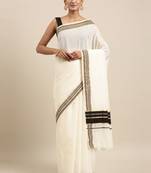white pure cotton woven saree with blouse
