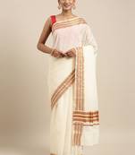 white pure cotton woven saree with blouse