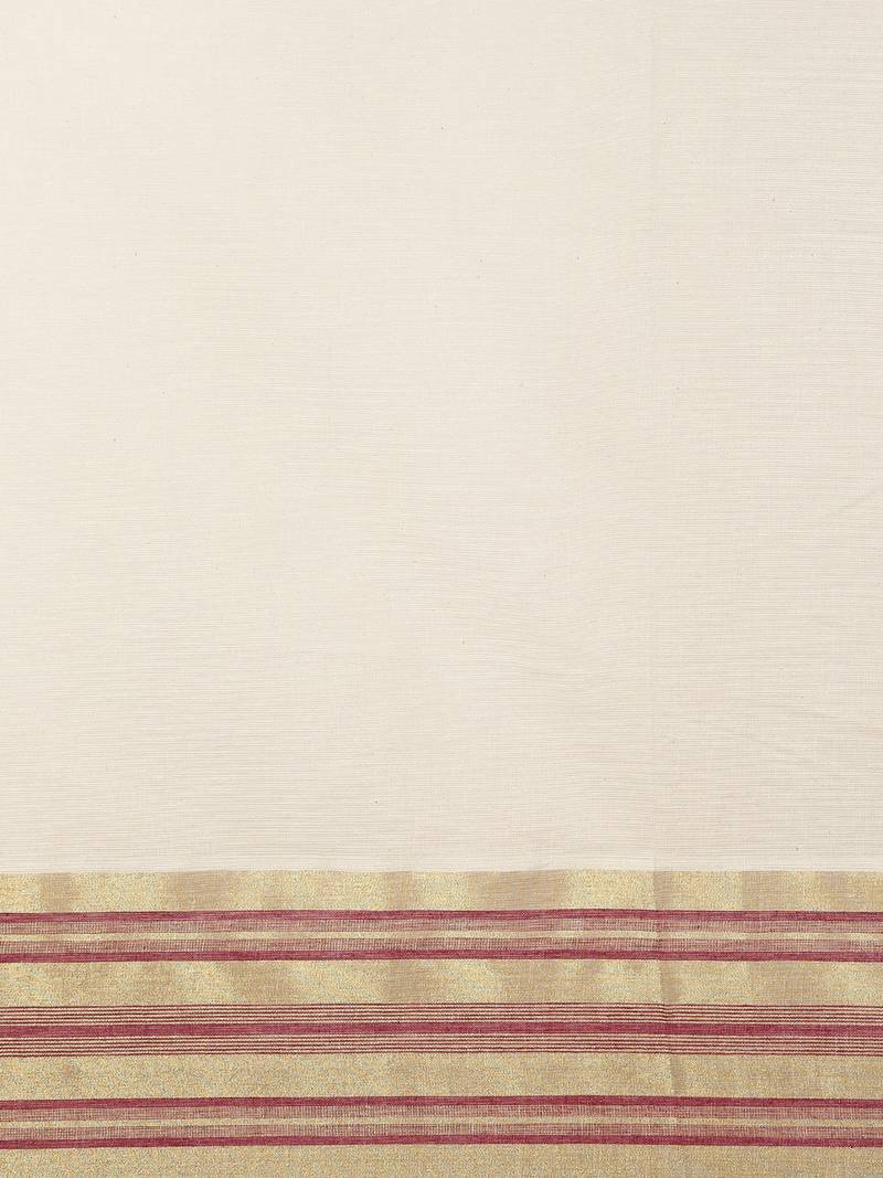 white pure cotton woven saree with blouse