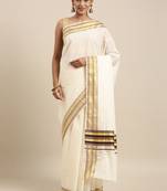 white pure cotton woven saree with blouse