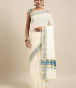 white pure cotton woven saree with blouse