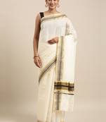 white pure cotton woven saree with blouse