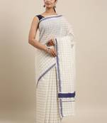 white pure cotton woven saree with blouse