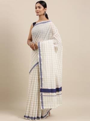 white pure cotton woven saree with blouse 2