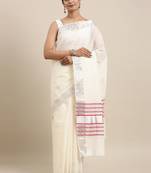 white pure cotton woven saree with blouse