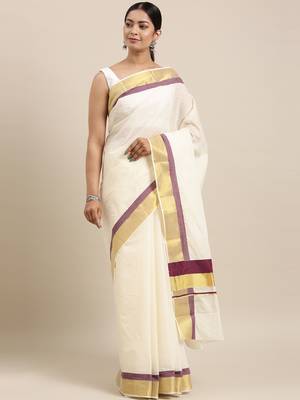 white pure cotton woven saree with blouse 1