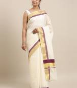 white pure cotton woven saree with blouse
