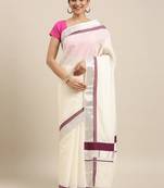 white pure cotton woven saree with blouse