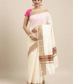 white pure cotton woven saree with blouse