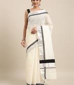 white pure cotton woven saree with blouse