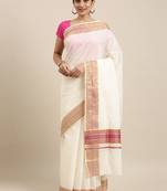 white pure cotton woven saree with blouse