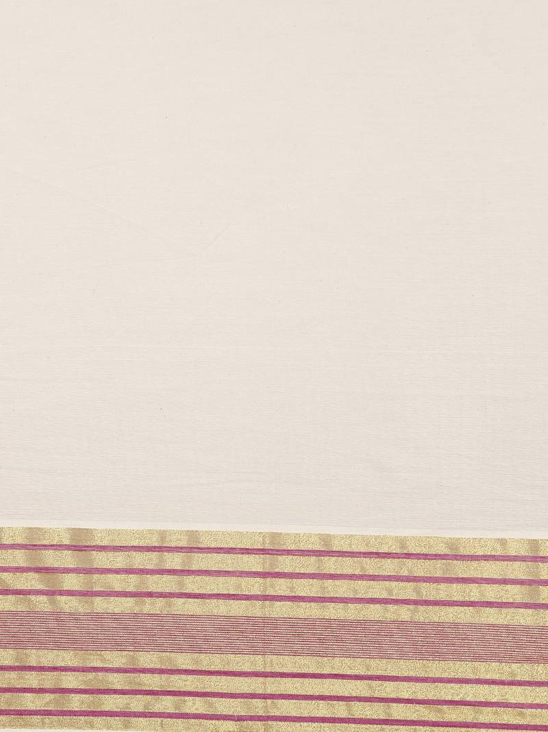 white pure cotton woven saree with blouse