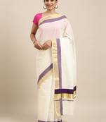 white pure cotton woven saree with blouse