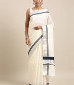 white pure cotton woven saree with blouse