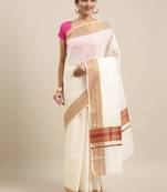 white pure cotton woven saree with blouse
