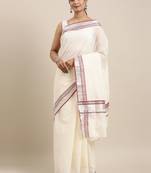 white pure cotton woven saree with blouse
