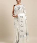 white pure cotton woven saree with blouse
