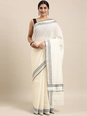 white pure cotton woven saree with blouse 1