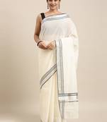 white pure cotton woven saree with blouse