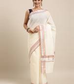 white pure cotton woven saree with blouse