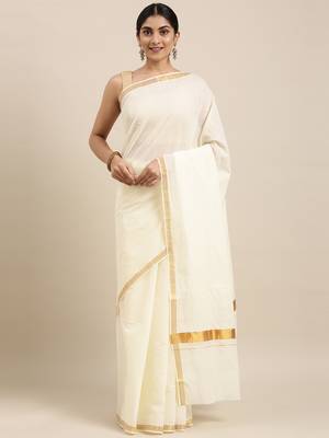 white pure cotton woven saree with blouse 1