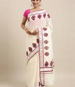 white pure cotton woven saree with blouse