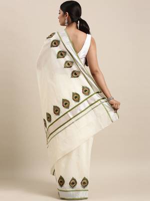 white pure cotton woven saree with blouse 3