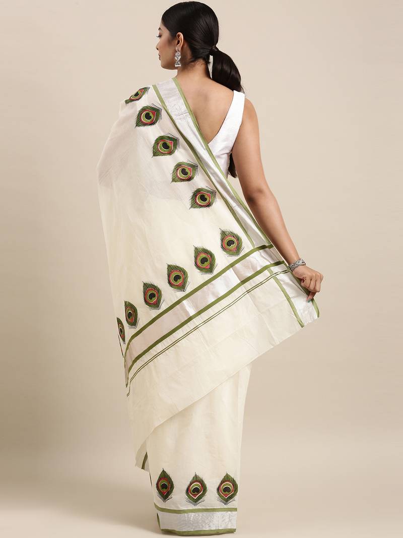 white pure cotton woven saree with blouse