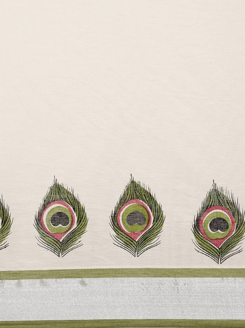 white pure cotton woven saree with blouse