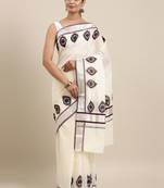white pure cotton woven saree with blouse