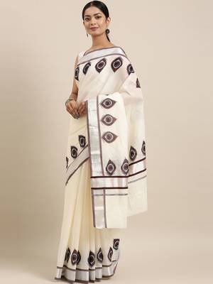 white pure cotton woven saree with blouse 2